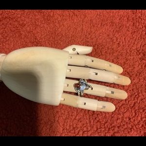 Impressive semi precious garnet and moonstone 925 silver ring